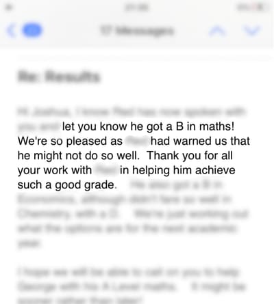 A-level maths grade B result