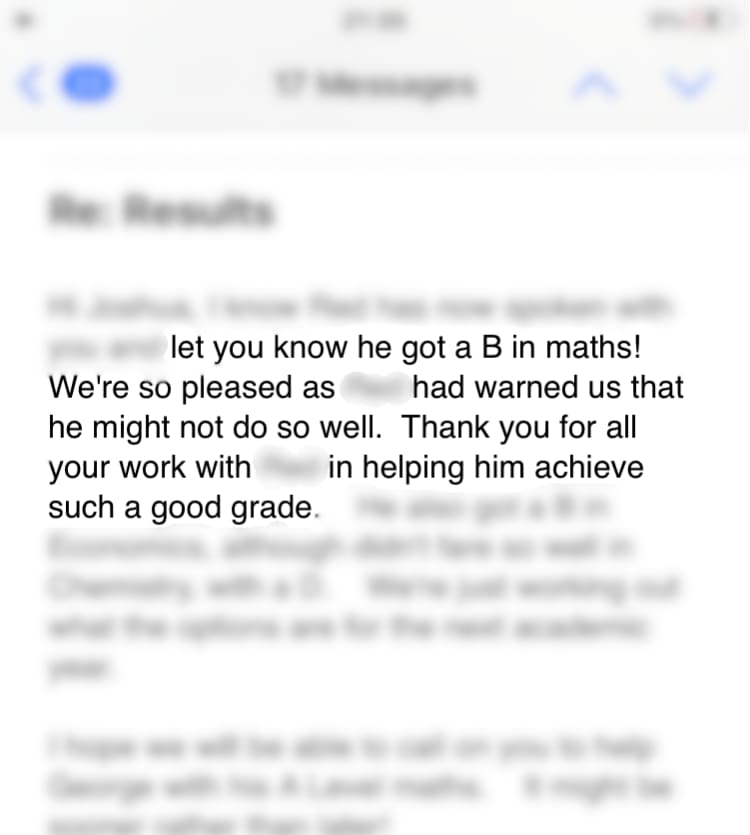 A-level maths grade B result