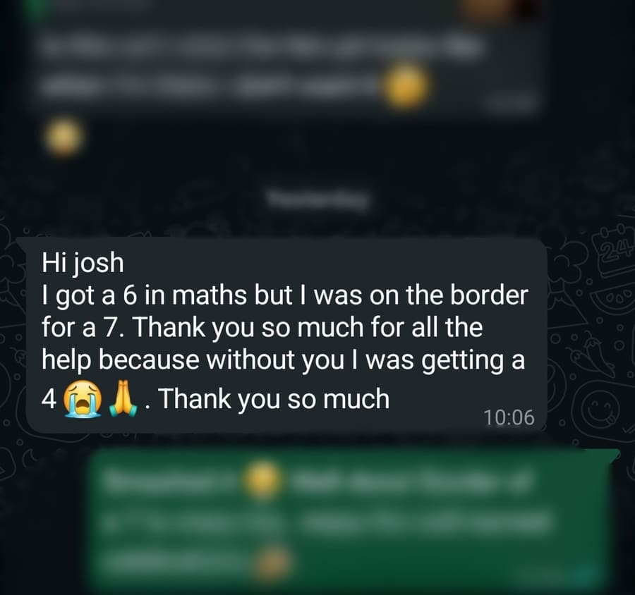 GCSE maths grade 6 result