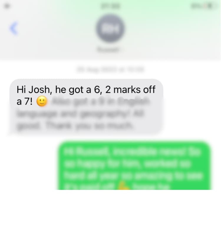 GCSE maths grade 6 result